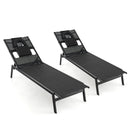 Patio Sunbathing Lounge Chair 5-Position Adjustable Tanning Chair-Black by LJGDeals