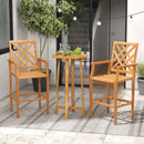 Patio Teak Wood Bar Stool Outdoor Counter Height Chair with Ergonomic Backrest by LJGDeals