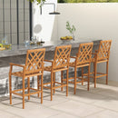 Patio Teak Wood Bar Stool Outdoor Counter Height Chair with Ergonomic Backrest by DirectDeals