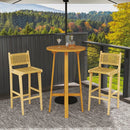 Patio Teak Wood Bar Stool with Rattan Backrest and Seat by DirectDeals