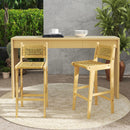 Patio Teak Wood Bar Stool with Rattan Backrest and Seat by LJGDeals