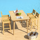 Patio Teak Wood Bar Stool with Rattan Backrest and Seat by DirectDeals