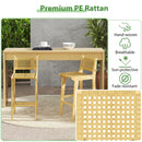 Patio Teak Wood Bar Stool with Rattan Backrest and Seat by DirectDeals