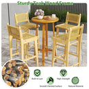 Patio Teak Wood Bar Stool with Rattan Backrest and Seat by DirectDeals