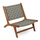 Patio Teak Wood Chair Outdoor Mid-Century Accent Chair with Nylon Webbing Seat by LJGDeals