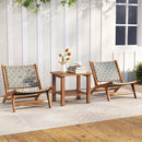 Patio Teak Wood Chair Outdoor Mid-Century Accent Chair with Nylon Webbing Seat by LJGDeals