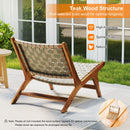 Patio Teak Wood Chair Outdoor Mid-Century Accent Chair with Nylon Webbing Seat