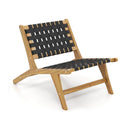 Indoor Patio Teak Wooden Chair with Woven Webbing Seat and Backrest by LJGDeals