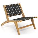 Indoor Patio Teak Wooden Chair with Woven Webbing Seat and Backrest by LJGDeals