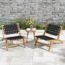 Indoor Patio Teak Wooden Chair with Woven Webbing Seat and Backrest by LJGDeals
