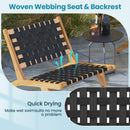 Indoor Patio Teak Wooden Chair with Woven Webbing Seat and Backrest by LJGDeals