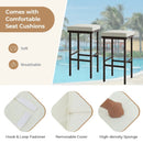 Patio Wicker Bar Stools Set of 2 with Seat Cushions and Footrest by LJGDeals