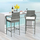 Patio Wicker Barstools with Armrests and Soft Cushions for Porch Backyard Set of 2 by LJGDeals