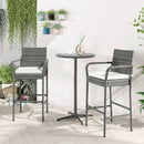 Patio Wicker Barstools with Armrests and Soft Cushions for Porch Backyard Set of 2 by LJGDeals