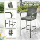 Patio Wicker Barstools with Armrests and Soft Cushions for Porch Backyard Set of 2 by LJGDeals