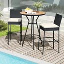 Patio Wicker Barstools Set of 2 with Footrest and Backrest for Backyard by LJGDeals