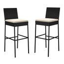 Patio Wicker Barstools Set of 2 with Footrest and Backrest for Backyard by DirectDeals