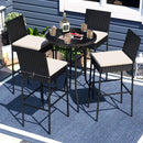 Patio Wicker Barstools Set of 2 with Footrest and Backrest for Backyard by DirectDeals