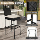 Patio Wicker Barstools with Footrest and Backrest Set of 4 by LJGDeals