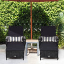 Patio Wicker Chaise Lounge Chair with Pillow and Adjustable Backrest with Cushion-Black by LJGDeals
