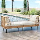 Patio Wicker Daybed Outdoor Boho Rattan Loveseat Sofa with Seat and Back Cushions-White by LJGDeals