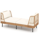 Patio Wicker Daybed Outdoor Boho Rattan Loveseat Sofa with Seat and Back Cushions-White by LJGDeals