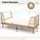 Patio Wicker Daybed Outdoor Boho Rattan Loveseat Sofa with Seat and Back Cushions-White by LJGDeals