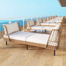 Patio Wicker Daybed Outdoor Boho Rattan Loveseat Sofa with Seat and Back Cushions-White by LJGDeals