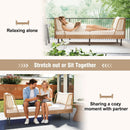 Patio Wicker Daybed Outdoor Boho Rattan Loveseat Sofa with Seat and Back Cushions-White by LJGDeals