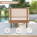 Patio Wicker Daybed Outdoor Boho Rattan Loveseat Sofa with Seat and Back Cushions-White