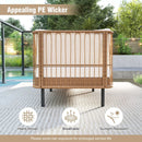 Patio Wicker Daybed Outdoor Boho Rattan Loveseat Sofa with Seat and Back Cushions-White by LJGDeals