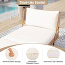 Patio Wicker Daybed Outdoor Boho Rattan Loveseat Sofa with Seat and Back Cushions-White by LJGDeals