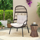 Patio Wicker Egg Chair Outdoor Rattan Lounge Basket with Seat and Back Cushions-Brown by LJGDeals