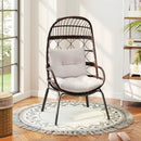 Patio Wicker Egg Chair Outdoor Rattan Lounge Basket with Seat and Back Cushions-Brown by LJGDeals