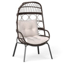 Patio Wicker Egg Chair Outdoor Rattan Lounge Basket with Seat and Back Cushions-Brown by LJGDeals
