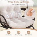 Patio Wicker Egg Chair Outdoor Rattan Lounge Basket with Seat and Back Cushions-Brown by LJGDeals