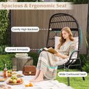 Patio Wicker Egg Chair Outdoor Rattan Lounge Basket with Seat and Back Cushions-Brown by LJGDeals