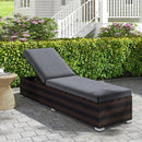 Patio Wicker Lounge Chair with 4-level Backrest and Long Seat Cushion-Brown by LJGDeals