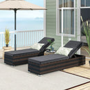 Patio Wicker Lounge Chair with 4-level Backrest and Long Seat Cushion-Brown by LJGDeals