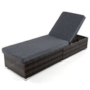 Patio Wicker Lounge Chair with 4-level Backrest and Long Seat Cushion-Brown by LJGDeals