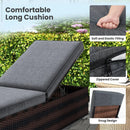Patio Wicker Lounge Chair with 4-level Backrest and Long Seat Cushion-Brown by LJGDeals