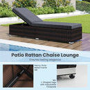 Patio Wicker Lounge Chair with 4-level Backrest and Long Seat Cushion-Brown by LJGDeals
