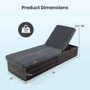 Patio Wicker Lounge Chair with 4-level Backrest and Long Seat Cushion-Brown by LJGDeals
