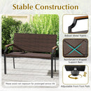 Patio Wicker Loveseat Chair with Acacia Wood Armrests and Metal Frame by LJGDeals