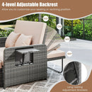 Patio Wicker Loveseat Sofa with Multipurpose Ottoman and Retractable Side Tray by LJGDeals
