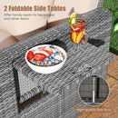 Patio Wicker Loveseat Sofa with Multipurpose Ottoman and Retractable Side Tray by LJGDeals