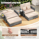 Patio Wicker Loveseat Sofa with Multipurpose Ottoman and Retractable Side Tray by LJGDeals