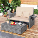Patio Wicker Loveseat Sofa with Multipurpose Ottoman and Retractable Side Tray by LJGDeals