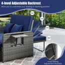Patio Wicker Loveseat Sofa with Multipurpose Ottoman and Retractable Side Tray by LJGDeals