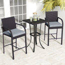 3-Piece Patio Wicker Rattan Bar Height Chairs and Square Table Set-Black by LJGDeals